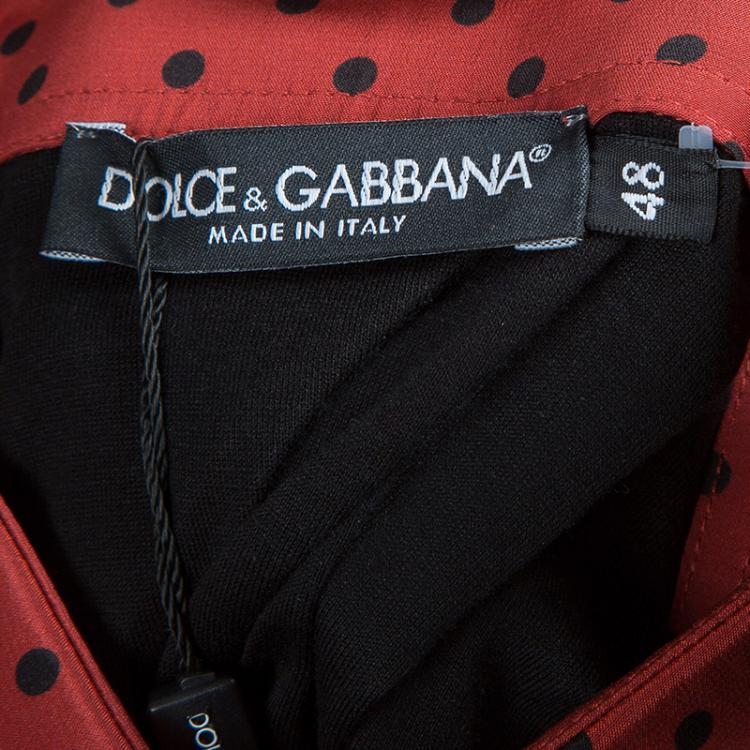 Pre Owned Dolce and Gabbana Red Polka Dot Polo Shirt XL