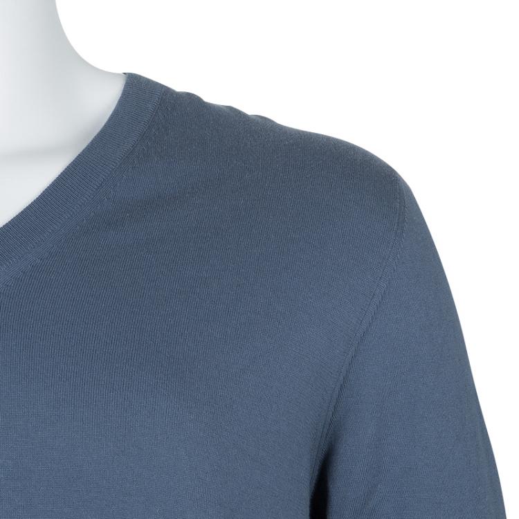 Pre Owned Dolce and Gabbana Grey V-Neck Sweater L