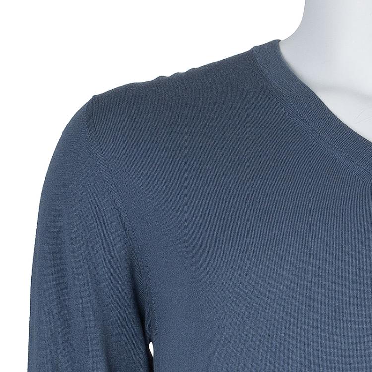 Pre Owned Dolce and Gabbana Grey V-Neck Sweater L