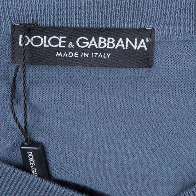 Pre Owned Dolce and Gabbana Grey V-Neck Sweater L