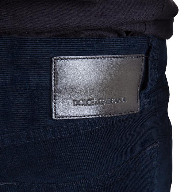 مملوكة مسبقًا Dolce And Gabbana Navy Blue Corduroy Trousers S