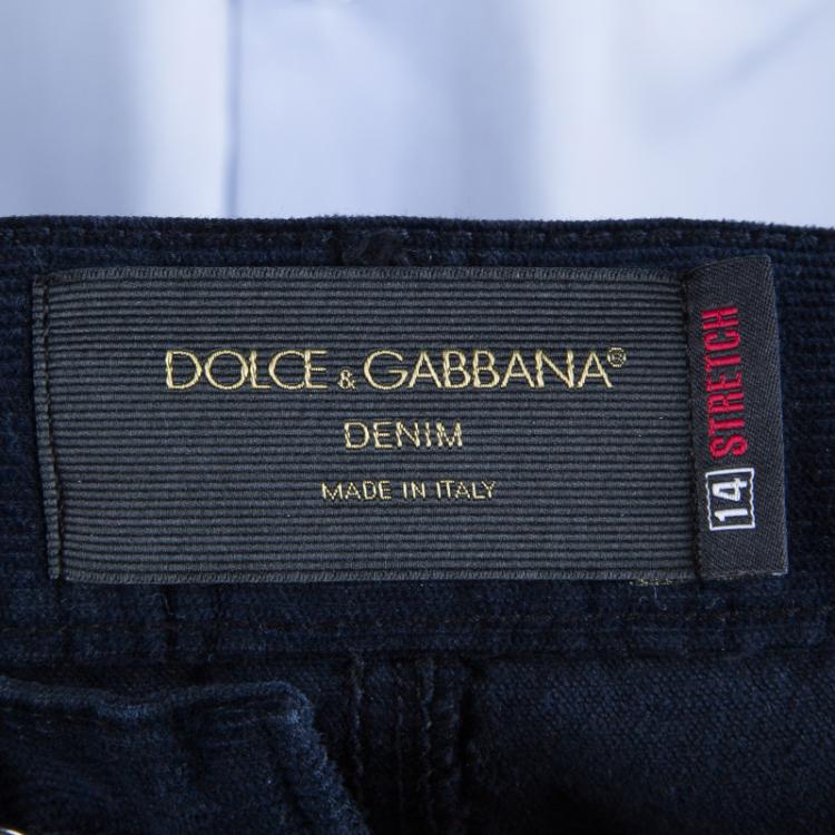 مملوكة مسبقًا Dolce And Gabbana Navy Blue Corduroy Trousers S