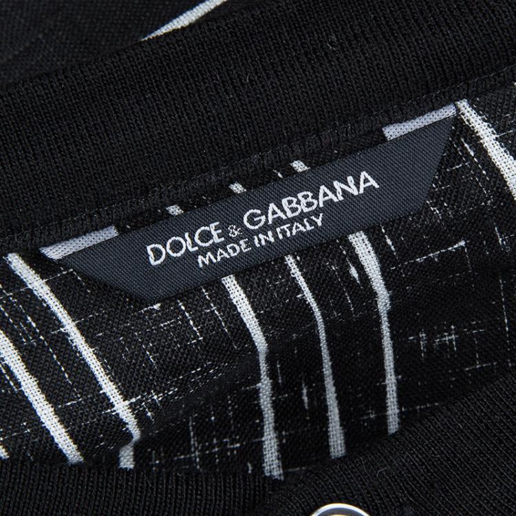 مملوكة مسبقًا Dolce And Gabbana Monochrome Striped Short Sleeve Linen Shirt XL