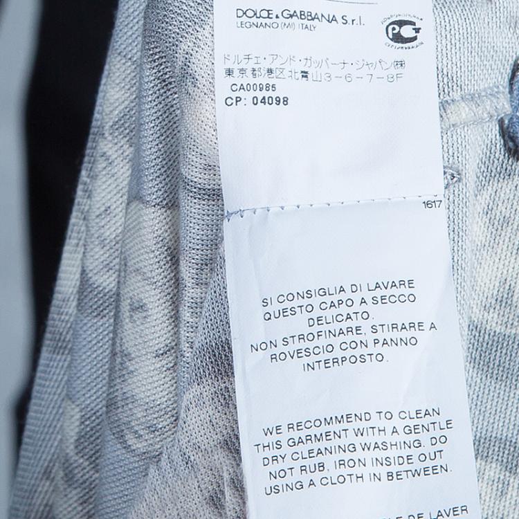 Pre Owned Dolce and Gabbana Grey Marilyn Monroe Print Polo Shirt M