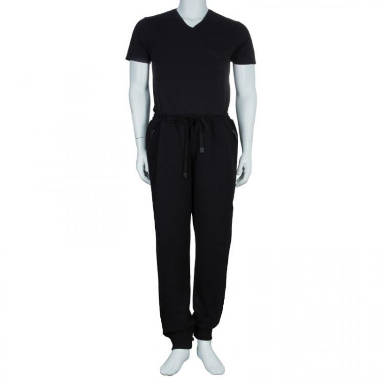 Pre Owned Dolce and Gabbana Black Cotton Jersey Sweatpants XXXL