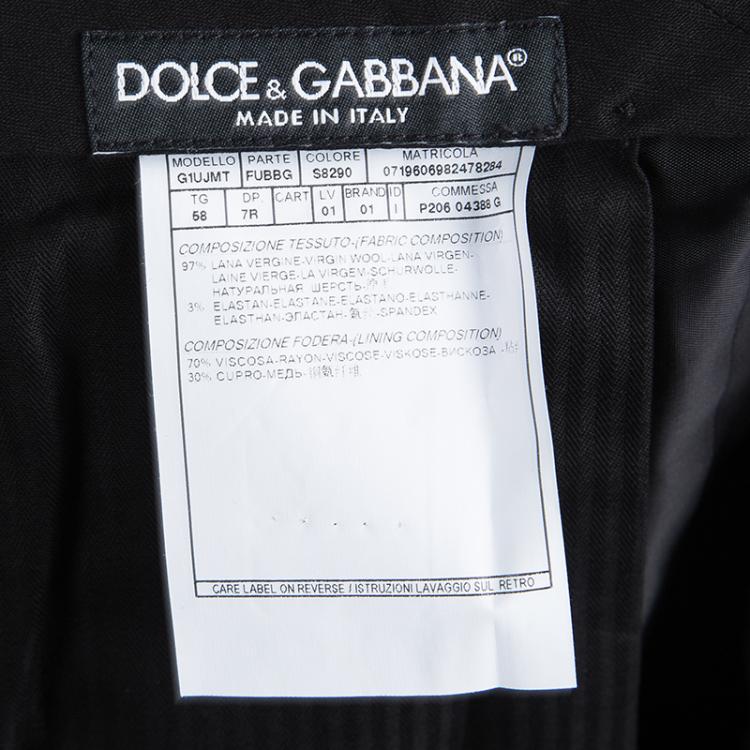 Pre Owned Dolce and Gabbana Martini Grey Wool Three Piece Suit 4XL