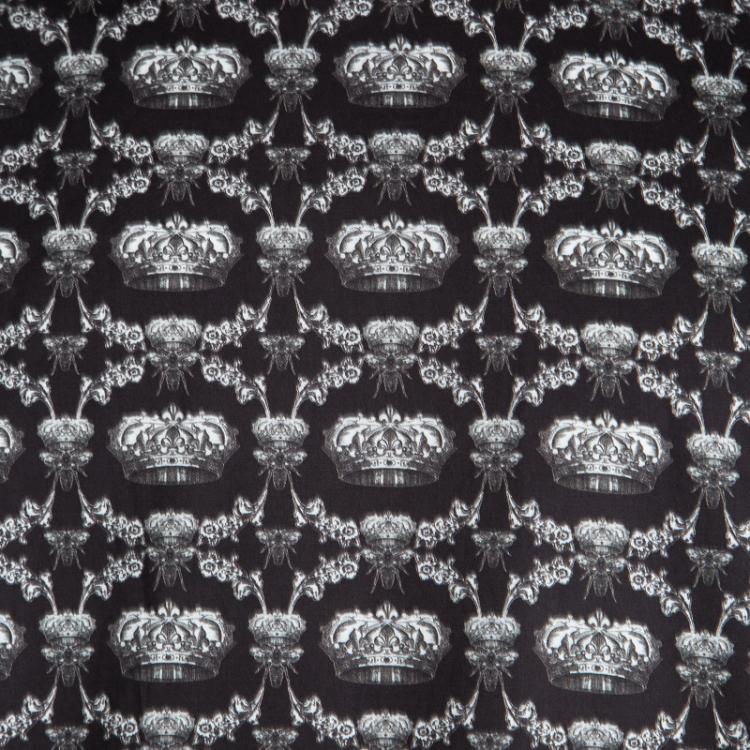 Pre Owned Dolce and Gabbana Black Bee and Crown Print Crew Neck T-Shirt XL