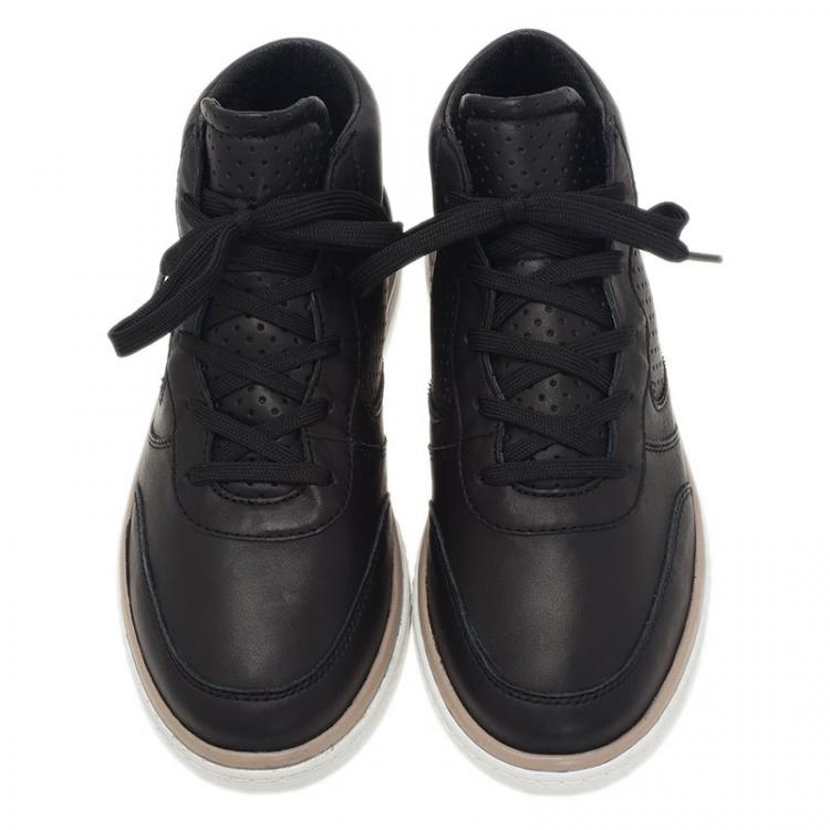 مملوكة مسبقًا Dolce and Gabbana Black Leather High Top Sneakers Size 40.5