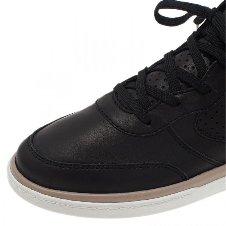 مملوكة مسبقًا Dolce and Gabbana Black Leather High Top Sneakers Size 40.5