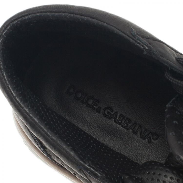 مملوكة مسبقًا Dolce and Gabbana Black Leather High Top Sneakers Size 40.5