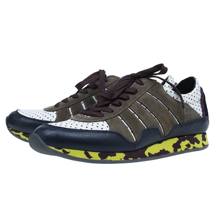 مملوكة مسبقًا Dolce and Gabbana Tri Color Leather and Suede Sneakers Size 42