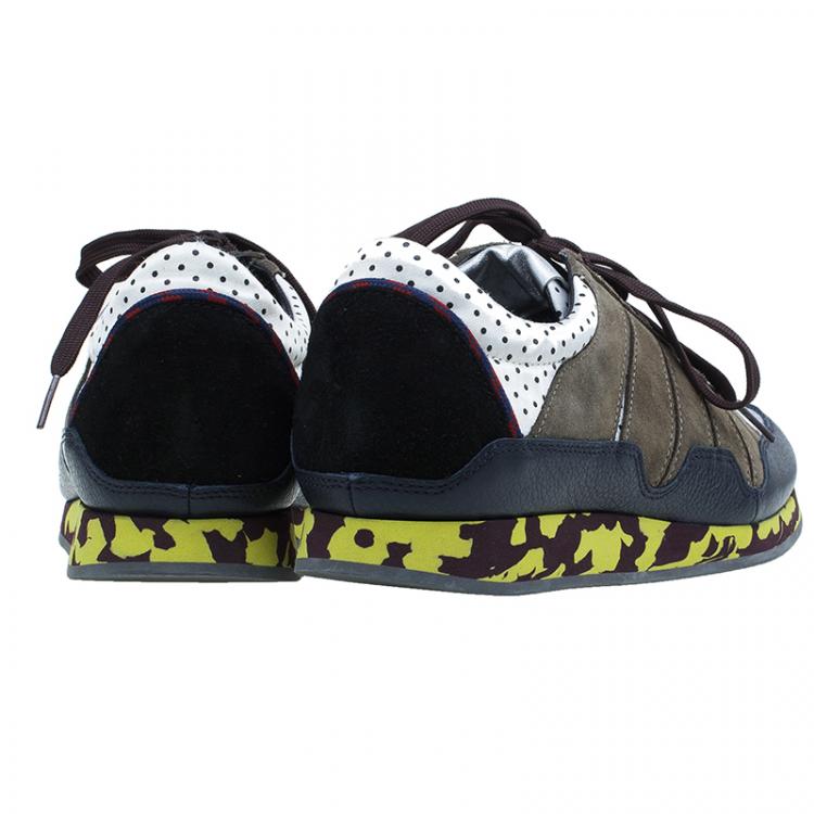 مملوكة مسبقًا Dolce and Gabbana Tri Color Leather and Suede Sneakers Size 42