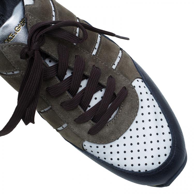 مملوكة مسبقًا Dolce and Gabbana Tri Color Leather and Suede Sneakers Size 42