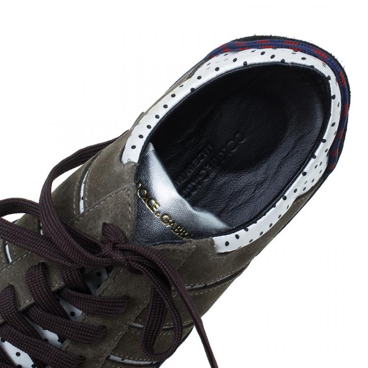 مملوكة مسبقًا Dolce and Gabbana Tri Color Leather and Suede Sneakers Size 42