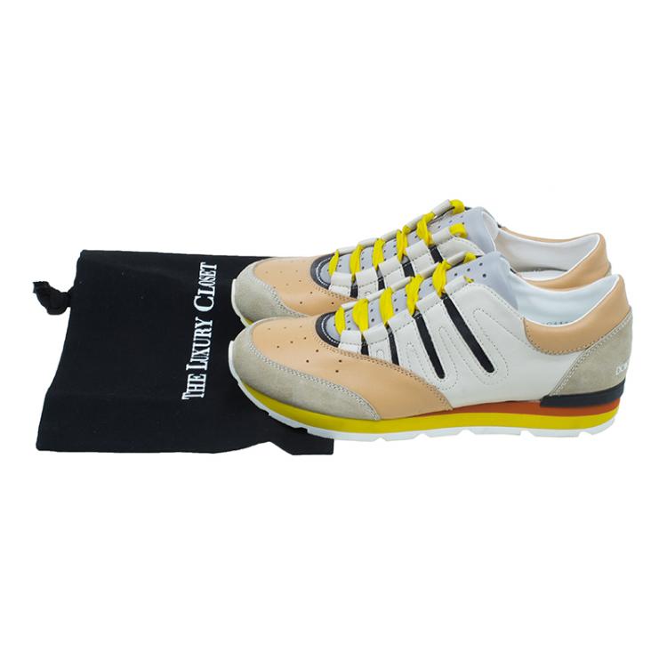 Pre Owned Dolce and Gabbana Tri Color Calfskin Parkour Sneakers Size 42