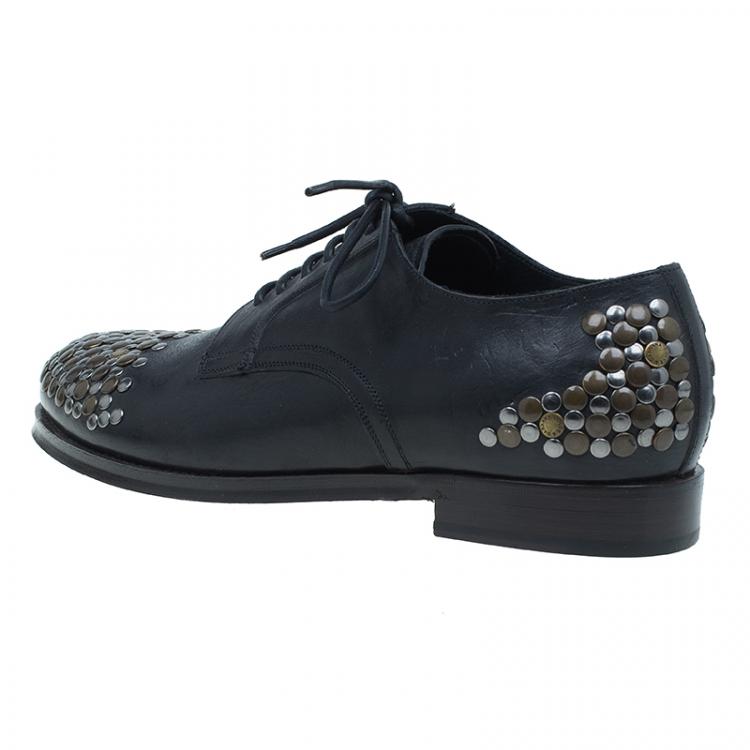 Pre Owned Dolce & Gabbana Black Leather Siracusa Derby Shoes Size 43