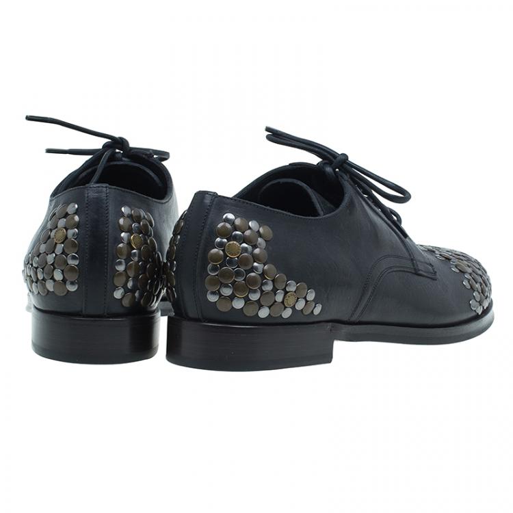Pre Owned Dolce & Gabbana Black Leather Siracusa Derby Shoes Size 43
