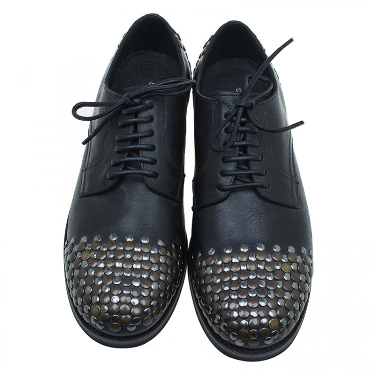 Pre Owned Dolce & Gabbana Black Leather Siracusa Derby Shoes Size 43