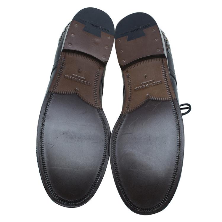 Pre Owned Dolce & Gabbana Black Leather Siracusa Derby Shoes Size 43