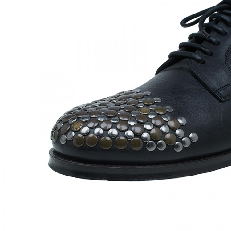 Pre Owned Dolce & Gabbana Black Leather Siracusa Derby Shoes Size 43