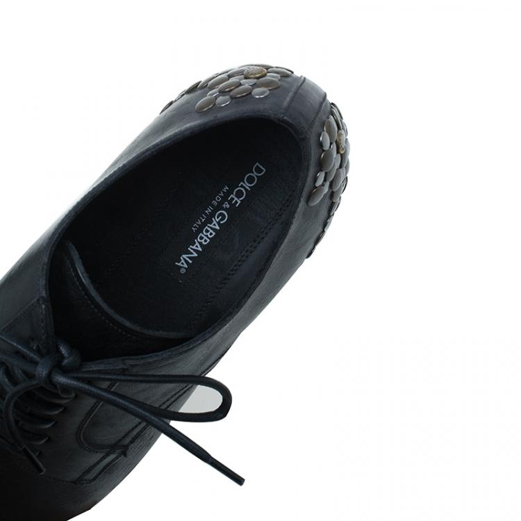 Pre Owned Dolce & Gabbana Black Leather Siracusa Derby Shoes Size 43