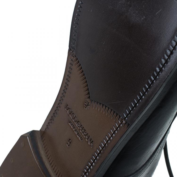 Pre Owned Dolce & Gabbana Black Leather Siracusa Derby Shoes Size 43