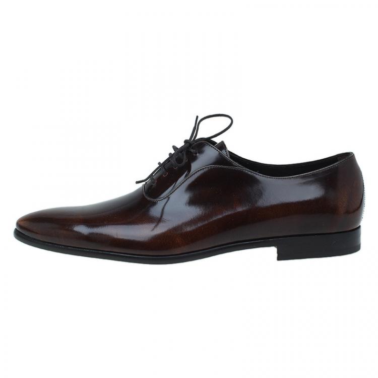 مملوكة مسبقًا Dolce and Gabbana Brown Leather Lace Up Oxfords Size Size 42