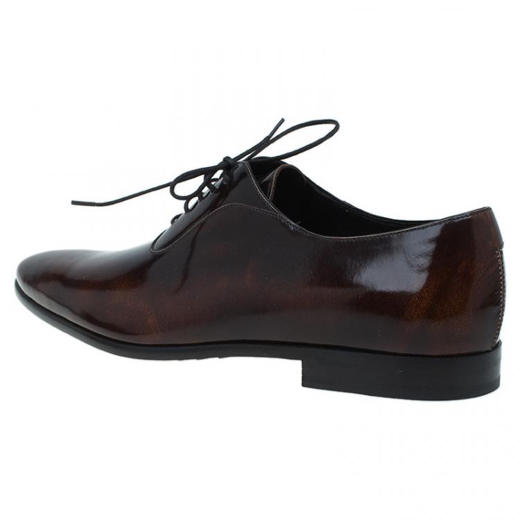 مملوكة مسبقًا Dolce and Gabbana Brown Leather Lace Up Oxfords Size Size 42