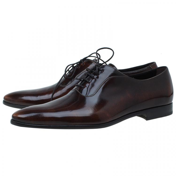 مملوكة مسبقًا Dolce and Gabbana Brown Leather Lace Up Oxfords Size Size 42