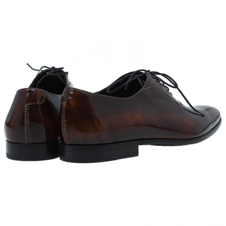مملوكة مسبقًا Dolce and Gabbana Brown Leather Lace Up Oxfords Size Size 42
