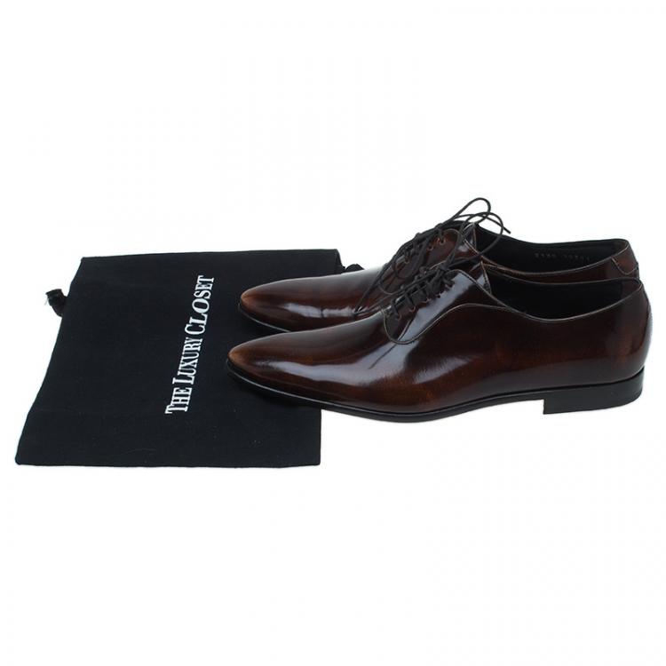 مملوكة مسبقًا Dolce and Gabbana Brown Leather Lace Up Oxfords Size Size 42