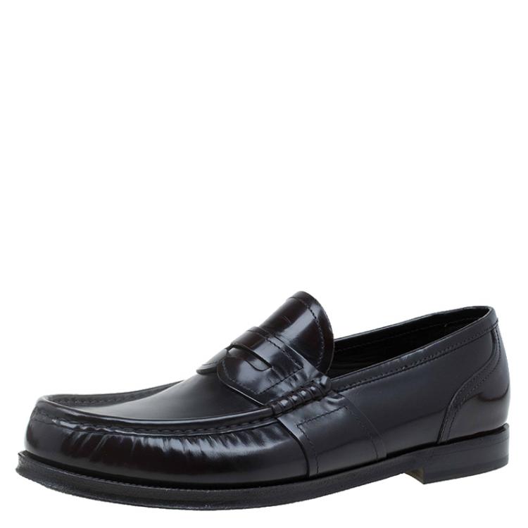 مملوكة مسبقًا Dolce and Gabbana Brown Leather Penny Loafers Size 42