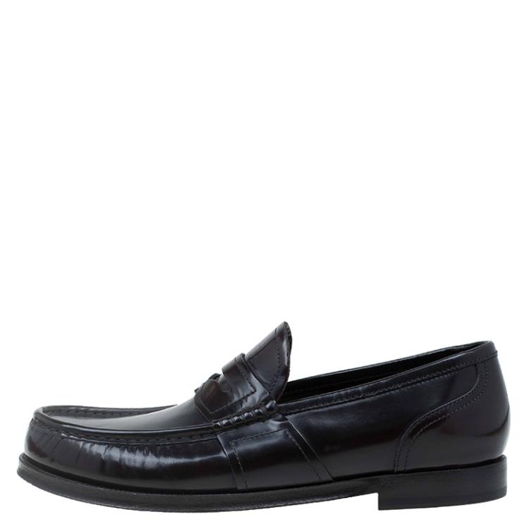 مملوكة مسبقًا Dolce and Gabbana Brown Leather Penny Loafers Size 42