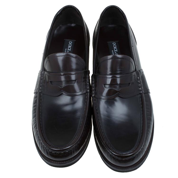 مملوكة مسبقًا Dolce and Gabbana Brown Leather Penny Loafers Size 42
