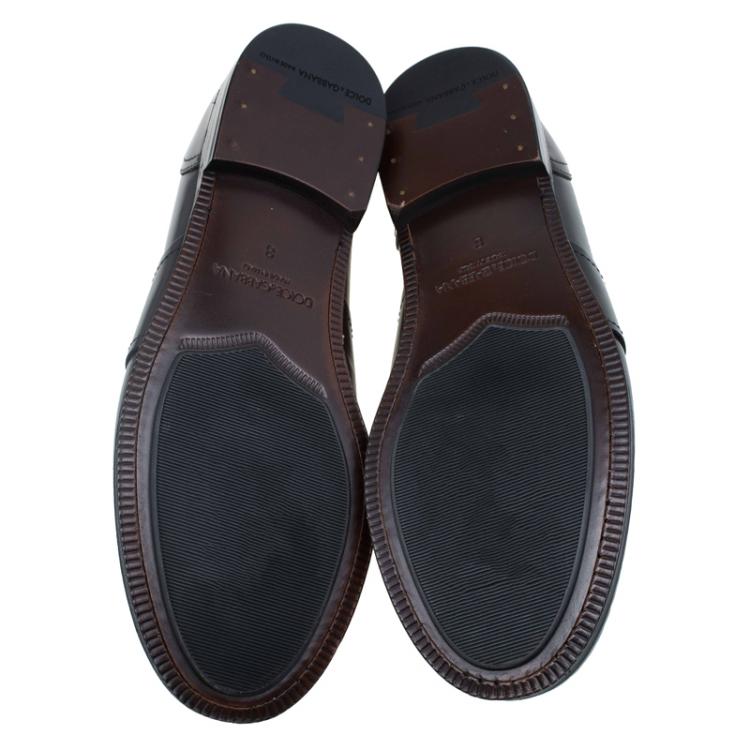 مملوكة مسبقًا Dolce and Gabbana Brown Leather Penny Loafers Size 42