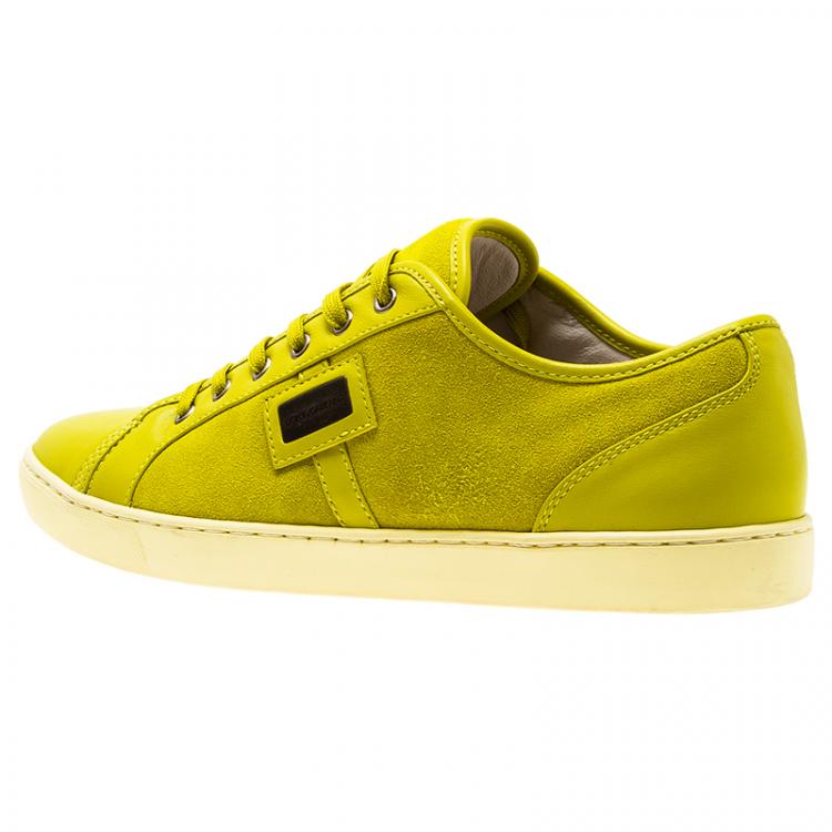 Pre Owned Dolce and Gabbana Yellow Suede Sneakers Size 44
