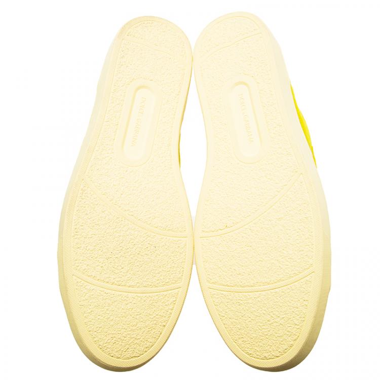 Pre Owned Dolce and Gabbana Yellow Suede Sneakers Size 44