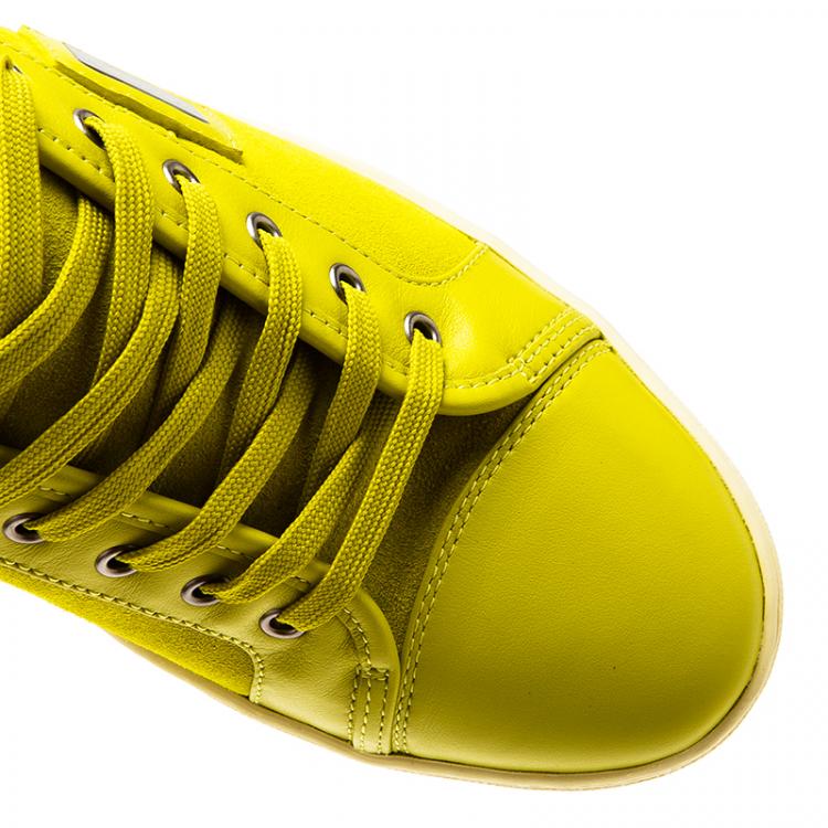 Pre Owned Dolce and Gabbana Yellow Suede Sneakers Size 44