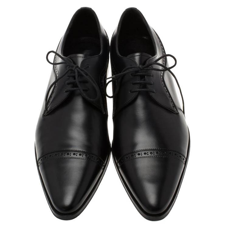 Pre Owned Dolce and Gabbana Black Leather Brogue Derby Size 40.5