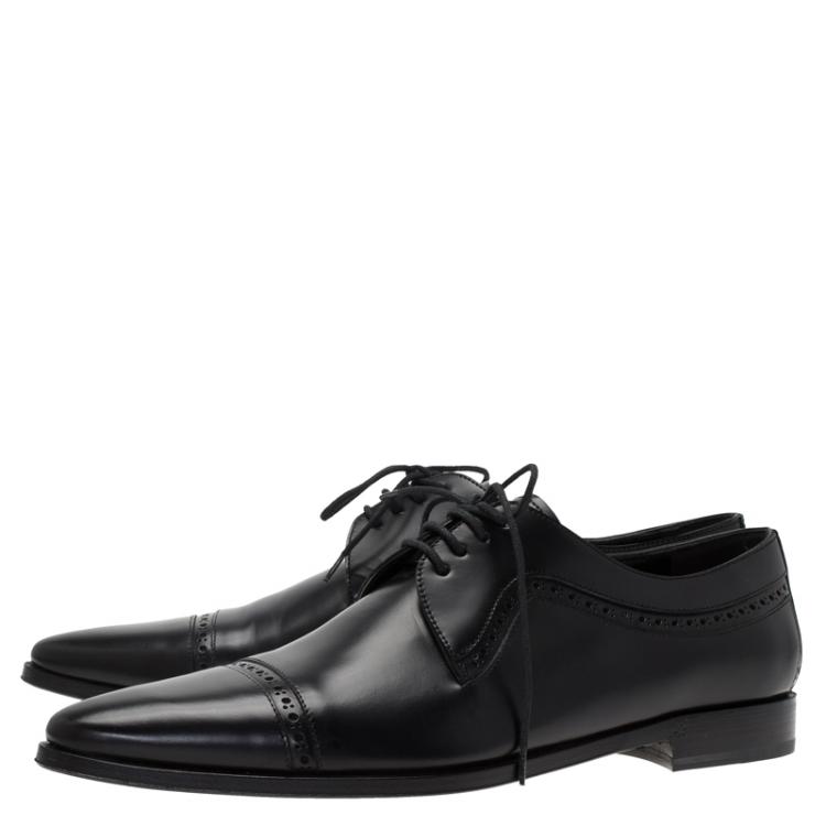Pre Owned Dolce and Gabbana Black Leather Brogue Derby Size 40.5