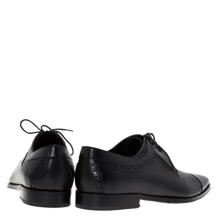 Pre Owned Dolce and Gabbana Black Leather Brogue Derby Size 40.5