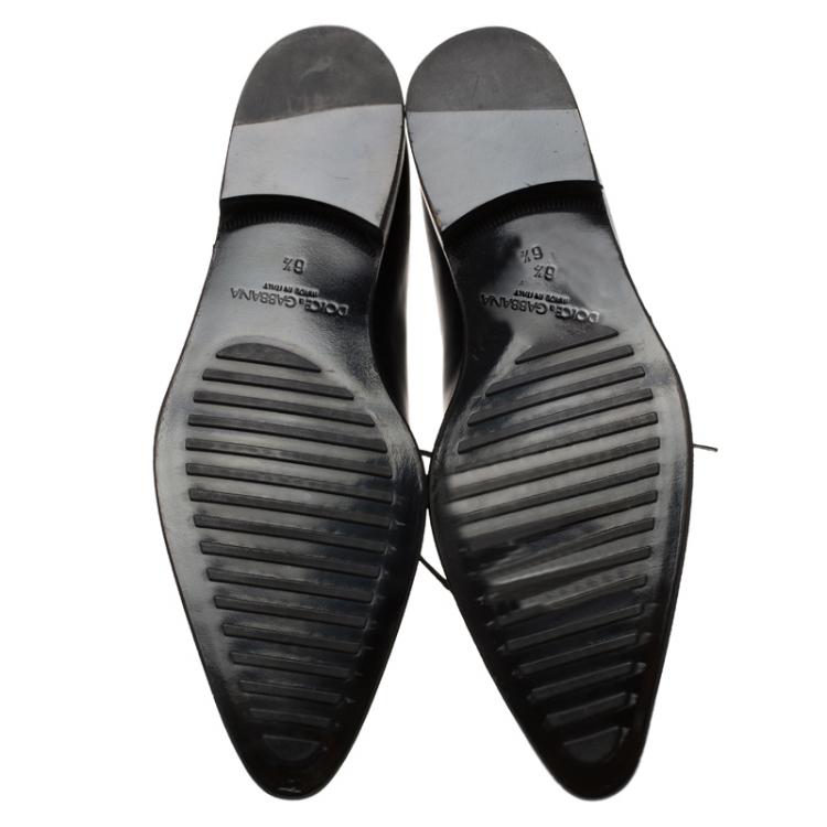 Pre Owned Dolce and Gabbana Black Leather Brogue Derby Size 40.5
