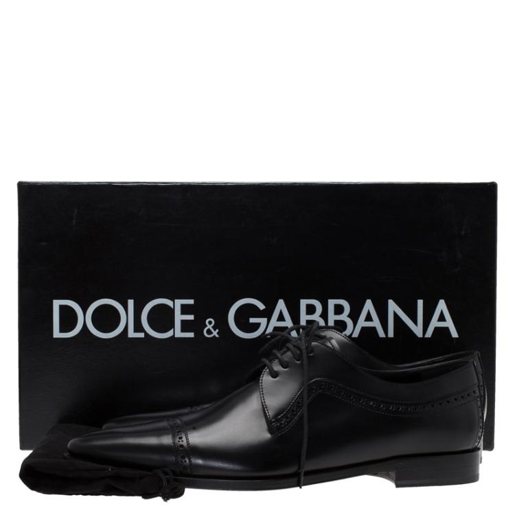 Pre Owned Dolce and Gabbana Black Leather Brogue Derby Size 40.5
