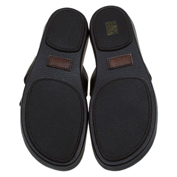 Pre Owned Dolce and Gabbana Brown Leather Multi Strap Sandals Size 42