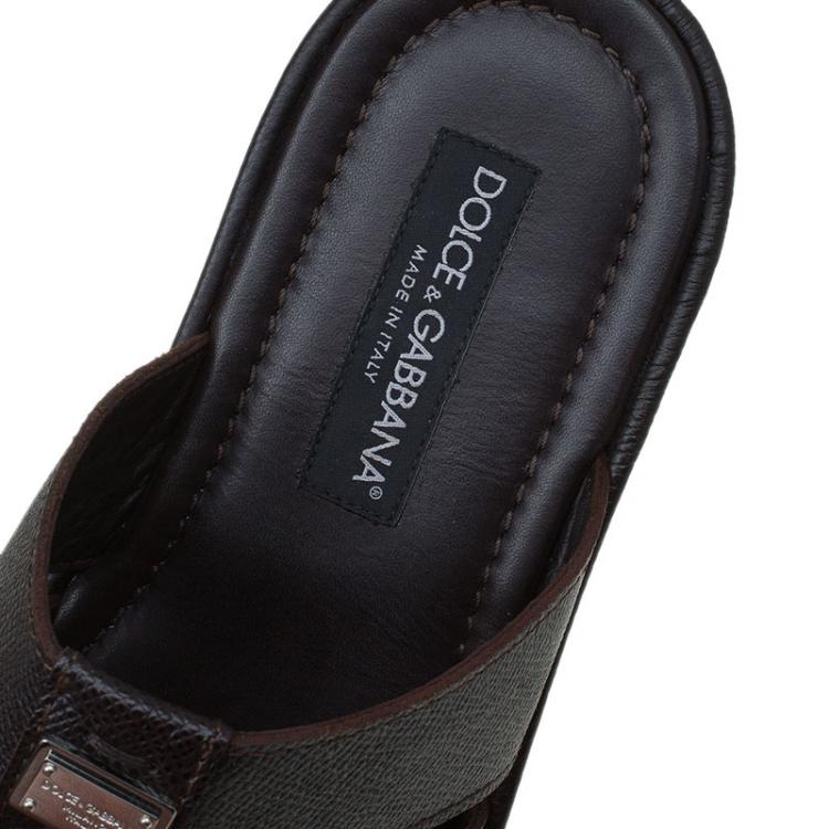 Pre Owned Dolce and Gabbana Brown Leather Multi Strap Sandals Size 42