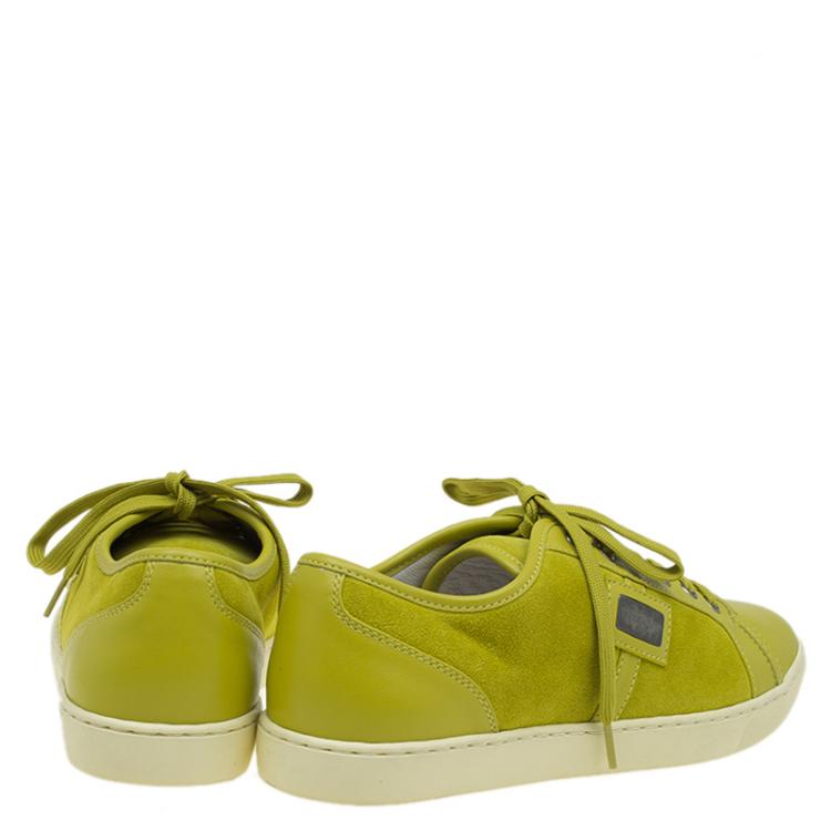 Pre Owned Dolce and Gabbana Lime Green Suede and Leather Sneakers Size 43