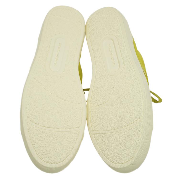 Pre Owned Dolce and Gabbana Lime Green Suede and Leather Sneakers Size 43