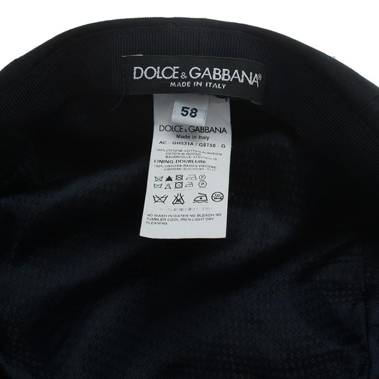 Pre Owned Dolce and Gabbana Black Cotton Flat Cap Size 58