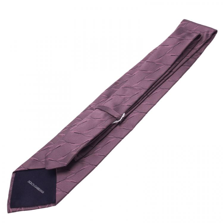 Pre Owned Dolce and Gabbana Purple Patterned Silk Tie
