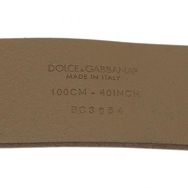 Pre Owned Dolce and Gabbana Brown Leather Plaque Belt 100CM